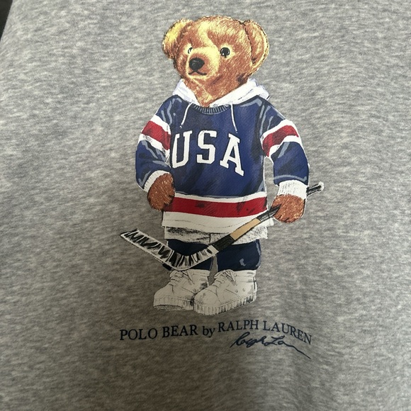 Polo by Ralph Lauren Gray USA Bear Hoodie - Picture 3 of 5